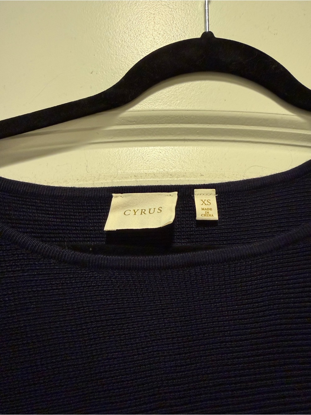 Cyrus Dark Navy Ribbed Crewneck Top - Picture 5 of 6